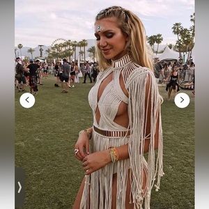 Macrame white festival/rave dress